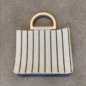 Isaac Mizrahi Black and Cream Striped Tote